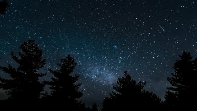 Time lapse of moving galaxy milky way in starry sky. 4K