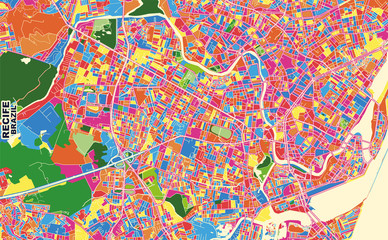 Recife, Brazil, colorful vector map