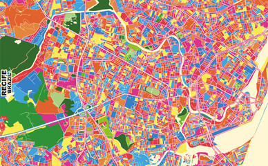 Obraz premium Recife, Brazil, colorful vector map