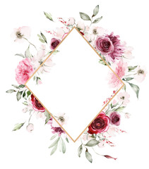 Greeting card with watercolor flowers handmade.