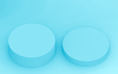 3d blue cylinder podium minimal studio background. Abstract 3d geometric shape object illustration render. Display for medicine product...