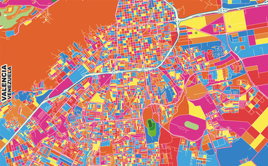 Valencia, Venezuela, colorful vector map