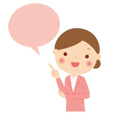 吹き出し　ポイント　スーツの女性