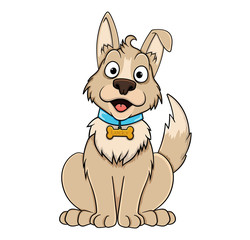 Cartoon happy dog. Isolated on a white background. Stock vector illustration.