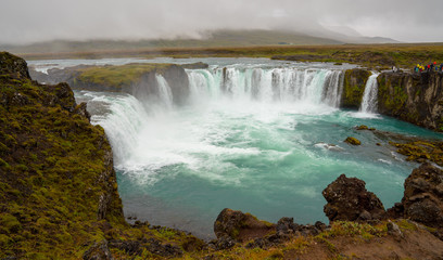 Fototapeta premium The Godafoss Icelandic: Goðafoss waterfall of the gods, is a famous waterfall in Iceland.