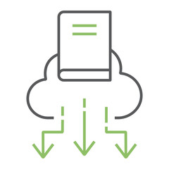 Cloud Library color line icon, education and school, book with cloud sign vector graphics, a linear icon on a white background, eps 10.