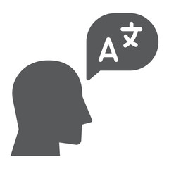 Language learning glyph icon, education and school, translation sign vector graphics, a solid icon on a white background, eps 10.