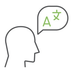 Language learning color line icon, education and school, translation sign vector graphics, a linear icon on a white background, eps 10.