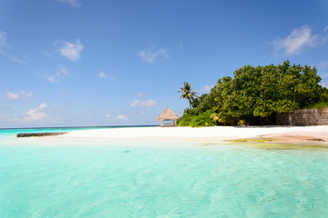 Fototapeta na wymiar Vacanze su spiagge coralline nel mare delle Maldive