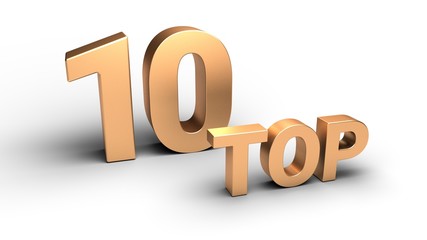 Top ten. Isolated on white. 3d-rendering. 