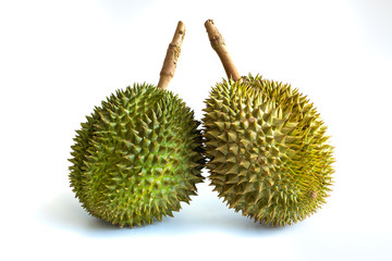 Close up of Durians on white background