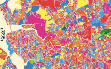 Sao Luis, Brazil, colorful vector map