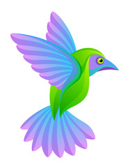 Flying bird on a white background