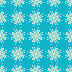 Fototapeta na wymiar Organic star seamless pattern created with the rotation of a small script letter P. Abstract floral vector illustration background.
