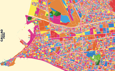 Callao, Peru, colorful vector map