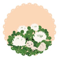 クローバーと蟻さんのレース風フレーム