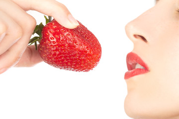 girl with strawberry