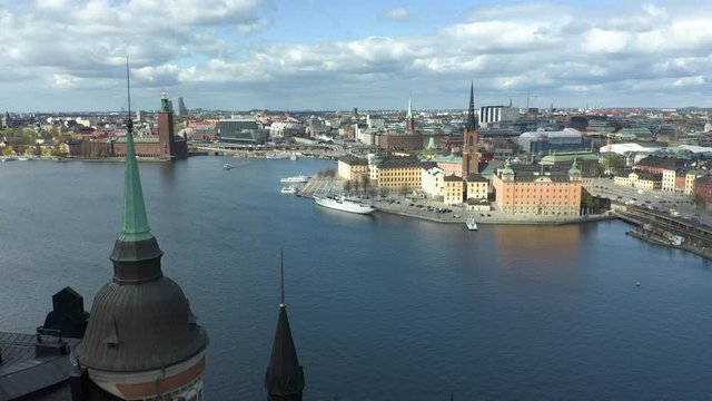 Stockholm City aerial footage. Beautiful general view of the city center.