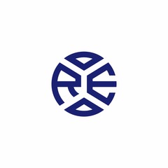 RE monogram logo with abstract shapes in modern style