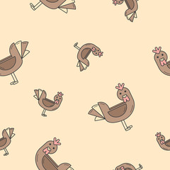 Wrapping paper - Seamless pattern of symbols chicken for vector graphic design