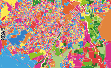 Cucuta, Colombia, colorful vector map