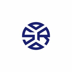 SR monogram logo with abstract shapes in modern style