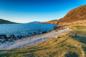 Late evening in spring on the beach at Hushinish