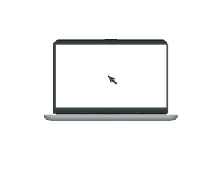 Vector laptop mock up empty template. Blank screen with cursor isolated on white.