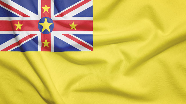 Niue flag with fabric texture
