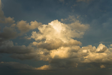 Stormy Clouds on Sunset UltraWide Panorama