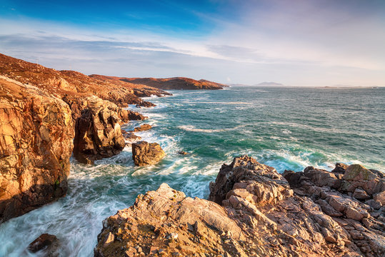 The Rugged Coastline And Cliffs At Hushinish