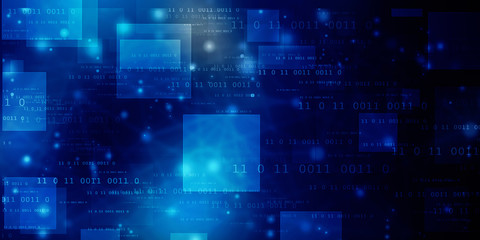 2d illustration abstract digital binary data on computer screen