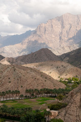 Fototapeta na wymiar Wadi Bani Awf valley and mountains, Oman