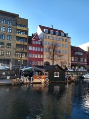 Naklejka premium Beautiful view Copenhagen city canals in Denmark 