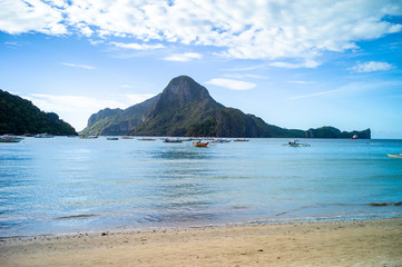 beautiful view of the landscape in the philippines with palm trees