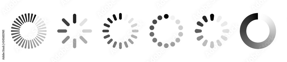 Poster loading icon set. buffer loader or preloader. donload or upload. collection of simple web download. 