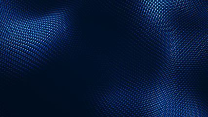 Fototapeta premium Dot white blue wave light screen gradient texture background. Abstract technology big data digital background. 3d rendering.