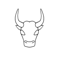 Bull icon. Ox logo. Cow symbol. Hand drawn doodle illustration