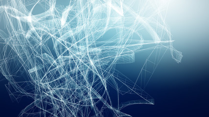 High tech blue wave dark background. Abstract technology big data digital background. 3d rendering.