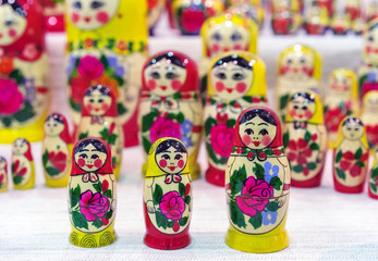 Russian wooden doll matryoshka. Traditional souvenir from Russia is a nesting doll.