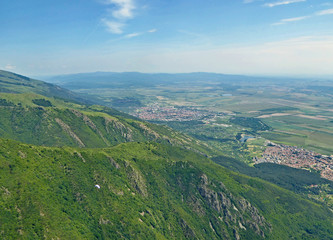 Fototapeta na wymiar Aerial view of Rose Valley in Bulgaria 