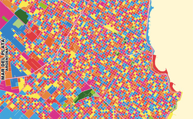 Mar del Plata, Argentina, colorful vector map