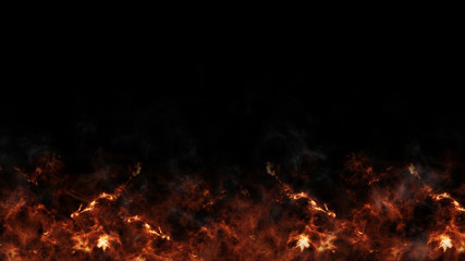 Red Fire Flames Burning on Black Background
