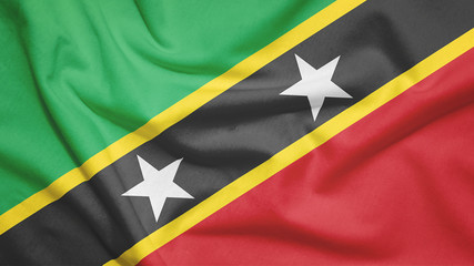 Saint Kitts and Nevis flag with fabric texture