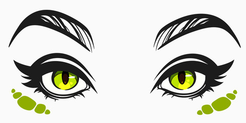 beautiful cute female eyes in cartoon style