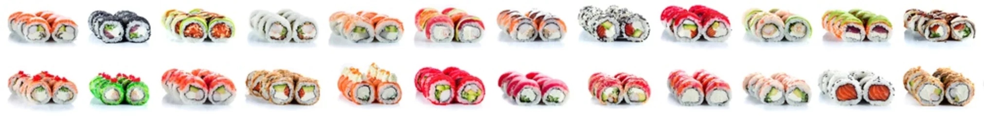 Fototapeten sushi rolls collection on white in high resolution © smspsy