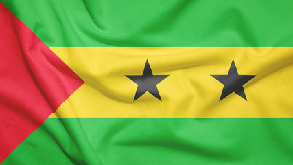 Sao Tome and Principe flag with fabric texture