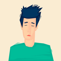 Sad man, depression. Flat illustration