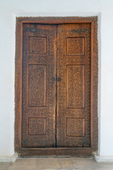 The front porch door in traditional uzbek house