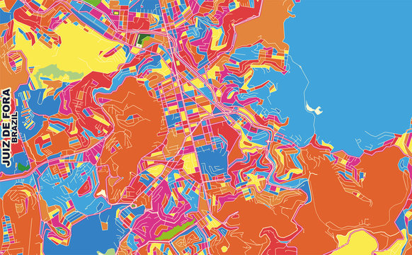 Juiz de Fora, Brazil, colorful vector map © netsign